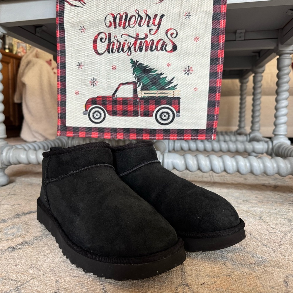 Like New UGG Black Classic Ultra Mini Boots